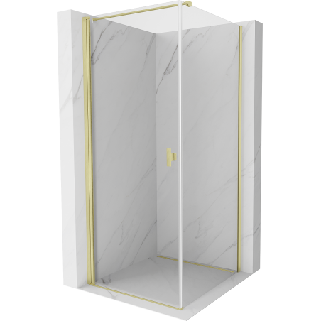 Mexen Mist-B paroi de douche pivotante 90 x 90 cm, transparent, or brossé - 8A2T-090-090-55-00