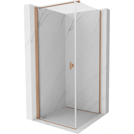 Mexen Mist-B 80 x 80 cm Hinged Shower Cabin, Transparent, Brushed Copper - 8A2T-080-080-65-00