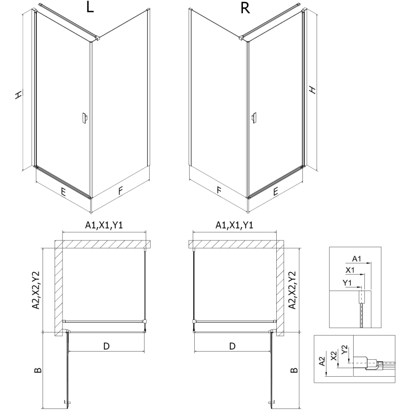 Mexen Mist-B atverama dušas kabīne 70 x 95 cm, caurspīdīgs, matēts varš - 8A2T-070-095-65-00