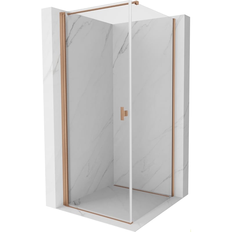 Mexen Mist-B preklopna tuš kabina 95 x 95 cm, prozirna, brušena mjed - 8A2T-095-095-65-00