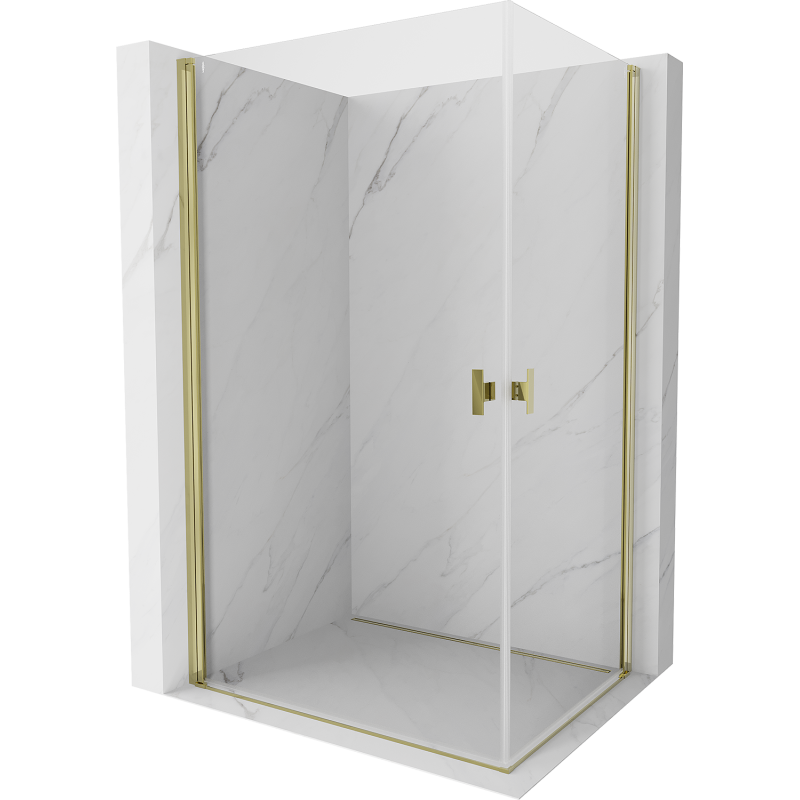 Mexen Mist-B Duo hinged shower enclosure 80 x 70 cm, transparent, gold - 8A2-080-070-50-00