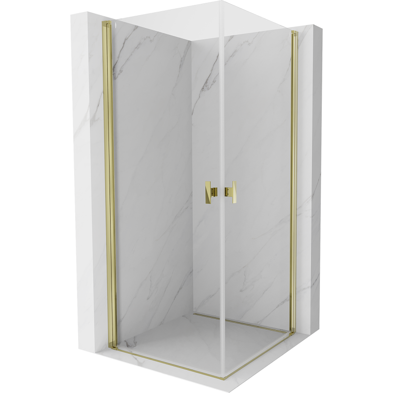 Mexen Mist-B Duo cabine de douche pivotante 75 x 75 cm, transparent, or - 8A2-075-075-50-00