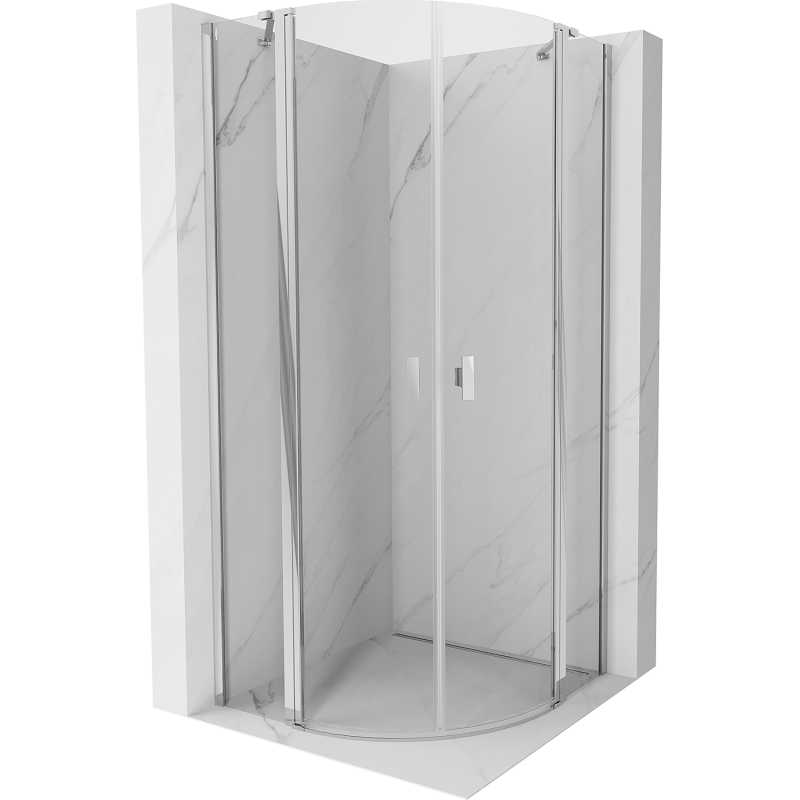 Mexen Mist cabine de douche demi-ronde pivotante 100 x 100 cm, transparent, chrome - 8A32-100-100-01-00
