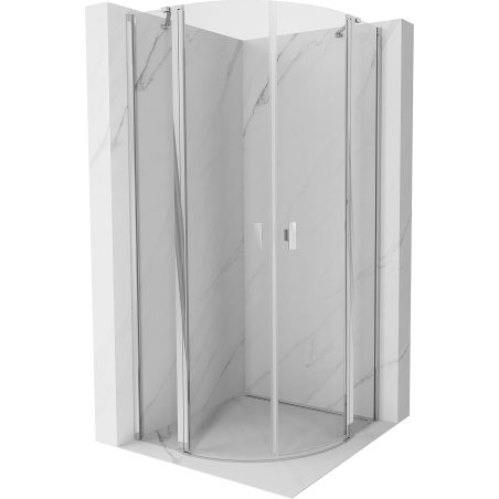 Mexen Mist cabine de douche demi-ronde pivotante 100 x 100 cm, transparent, chrome - 8A32-100-100-01-00