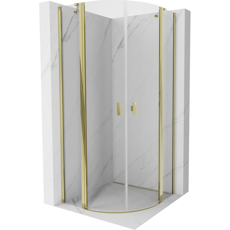Mexen Mist, halbrunde Duschkabine, schwenkbar, 80 x 80 cm, transparent, gold - 8A32-080-080-50-00