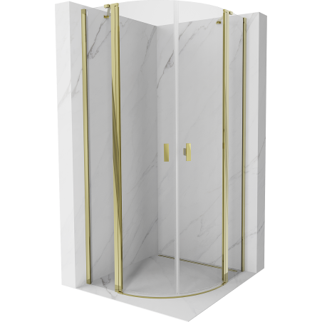 Mexen Mist, halbrunde Duschkabine, schwenkbar, 80 x 80 cm, transparent, gold - 8A32-080-080-50-00