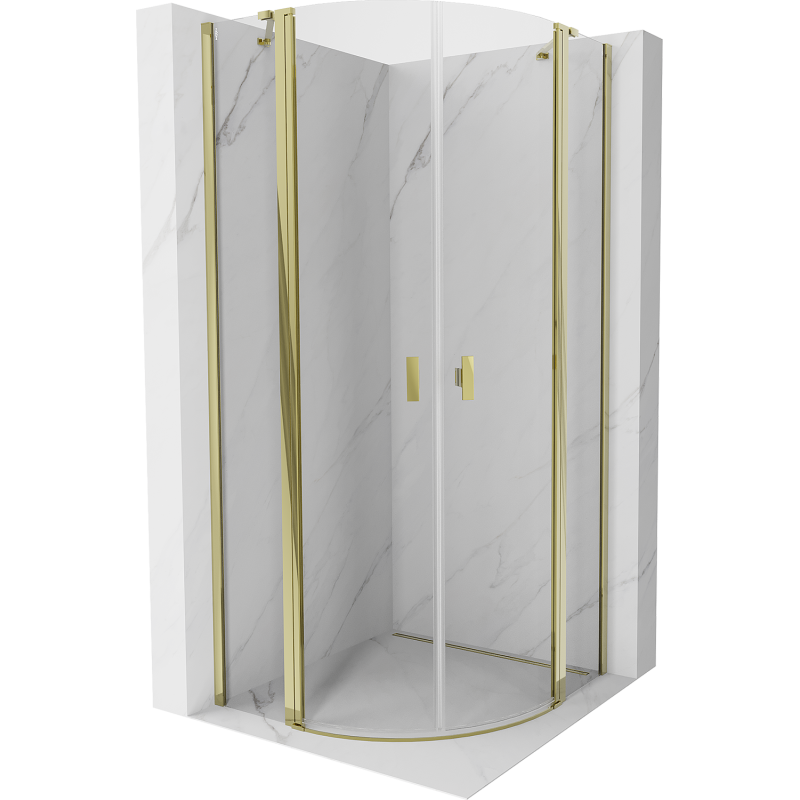 Mexen Mist cabine de douche semi-circulaire battante 90 x 90 cm, transparent, doré - 8A32-090-090-50-00