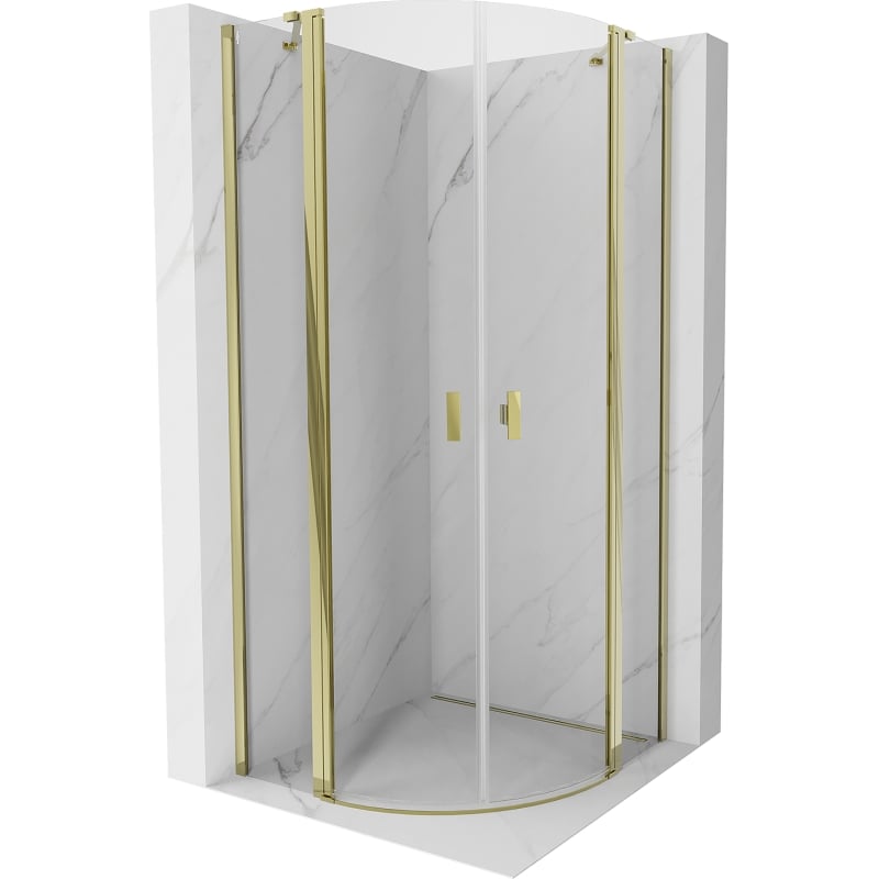 Mexen Mist semi-circular hinged shower enclosure 90 x 90 cm, transparent, gold - 8A32-090-090-50-00