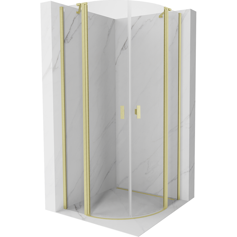 Mexen Mist cabina doccia semicircolare ad anta battente 100 x 100 cm, trasparente, oro spazzolato - 8A32-100-100-55-00