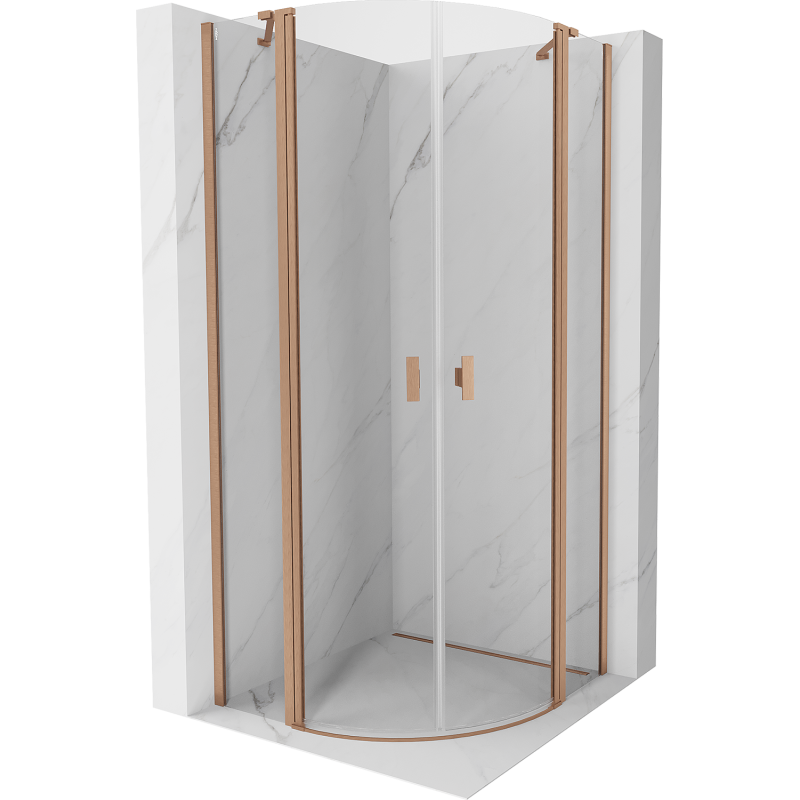 Mexen Mist Duschkabine halbrund schwenkbar 80 x 80 cm, transparent, gebürstetes Kupfer - 8A32-080-080-65-00