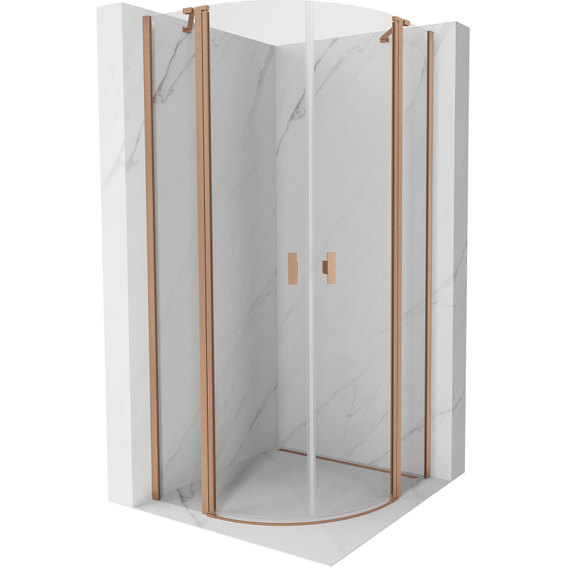 Mexen Mist cabina de ducha semicircular abatible 90 x 90 cm, transparente, cobre cepillado - 8A32-090-090-65-00