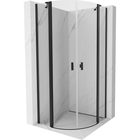 Mexen Mist Duschkabine halbrund schwenkbar 80 x 80 cm, transparent, schwarz - 8A32-080-080-70-00
