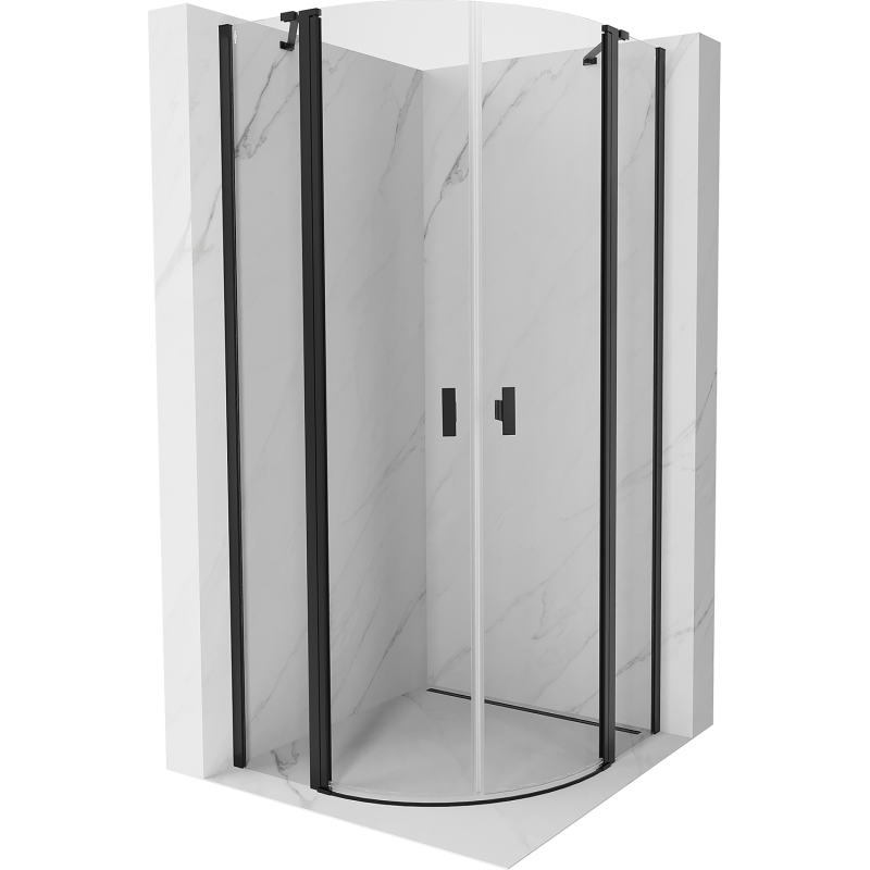 Mexen Mist Duschkabine halbrund schwenkbar 100 x 100 cm, transparent, schwarz - 8A32-100-100-70-00