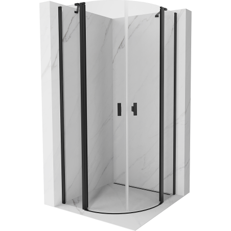 Mexen Mist Duschkabine halbrund schwenkbar 100 x 100 cm, transparent, schwarz - 8A32-100-100-70-00