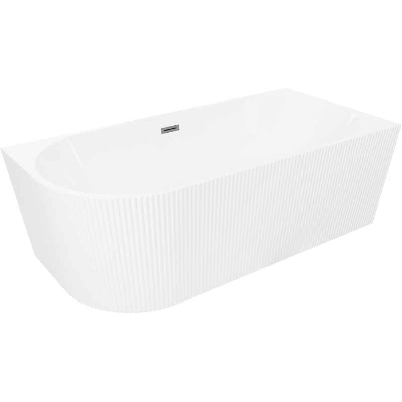 Mexen Silo bañera exenta de esquina derecha estriada 170 x 80 cm, blanca, rebosadero gun metal - 52891708000P-95