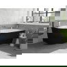 Mexen Silo vrijstaande hoekbadkuip rechts geribbeld 170 x 80 cm, wit/zwart, overloop chroom - 52891708075P-01