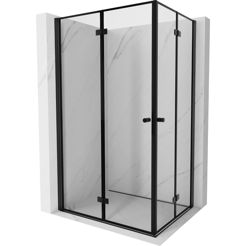 Mexen Mist-F Duo foldable shower cabin 80 x 70 cm, black frame, black - 8A6-080L-070P-70-70
