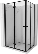 Mexen Mist-F Duo vouwbare douchecabine 80 x 70 cm, zwarte lijst, zwart - 8A6-080L-070P-70-70