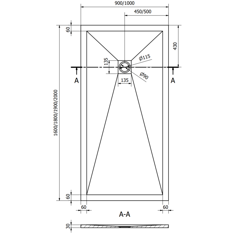 Mexen Stone+ plato de ducha de compuesto rectangular 160 x 100 cm, blanco - 44101016