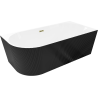 Mexen Silo freestanding corner bathtub right fluted 170 x 80 cm, white/black, gold overflow - 52891708075P-50