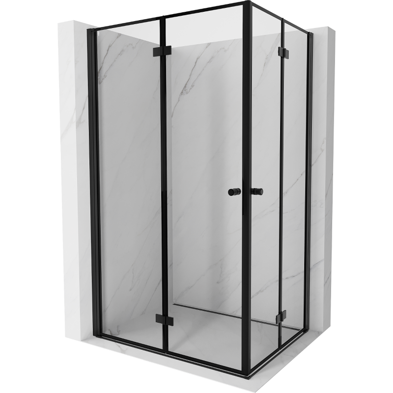 Mexen Mist-F Duo faltbare Duschkabine 100 x 70 cm, schwarzer Rahmen, schwarz - 8A6-100L-070P-70-70