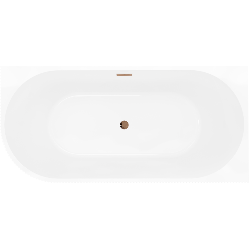 Mexen Silo freestanding corner right grooved bathtub 170 x 80 cm, white/black, overflow pink gold - 52891708075P-60