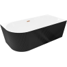 Mexen Silo fristående hörnbadkar höger räfflad 170 x 80 cm, vit/svart, borstad kopparöverfyllnad - 52891708075P-65