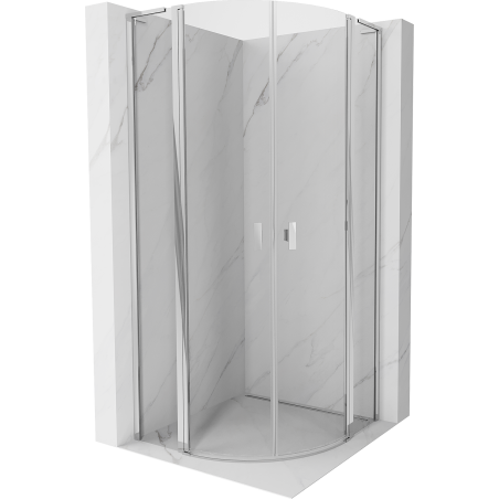 Mexen Mist L cabine de douche semi-circulaire pivotante 90 x 90 cm, transparent, chrome - 8A32L-090-090-01-00