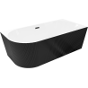 Mexen Silo freestanding corner bathtub right grooved 170 x 80 cm, white/black, black overflow - 52891708075P-70