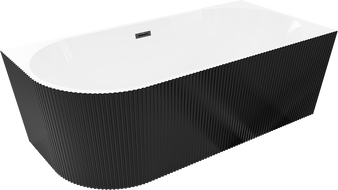 Mexen Silo freestanding corner bathtub right grooved 170 x 80 cm, white/black, black overflow - 52891708075P-70