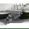 Mexen Silo freistehende Eckbadewanne rechts geriffelt 170 x 80 cm, weiß/schwarz, Überlauf schwarz - 52891708075P-70