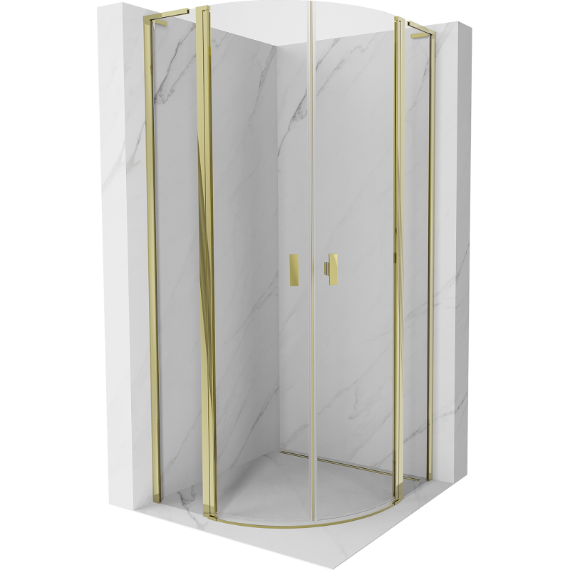 Mexen Mist L cabina doccia semicircolare apribile 80 x 80 cm, trasparente, oro - 8A32L-080-080-50-00