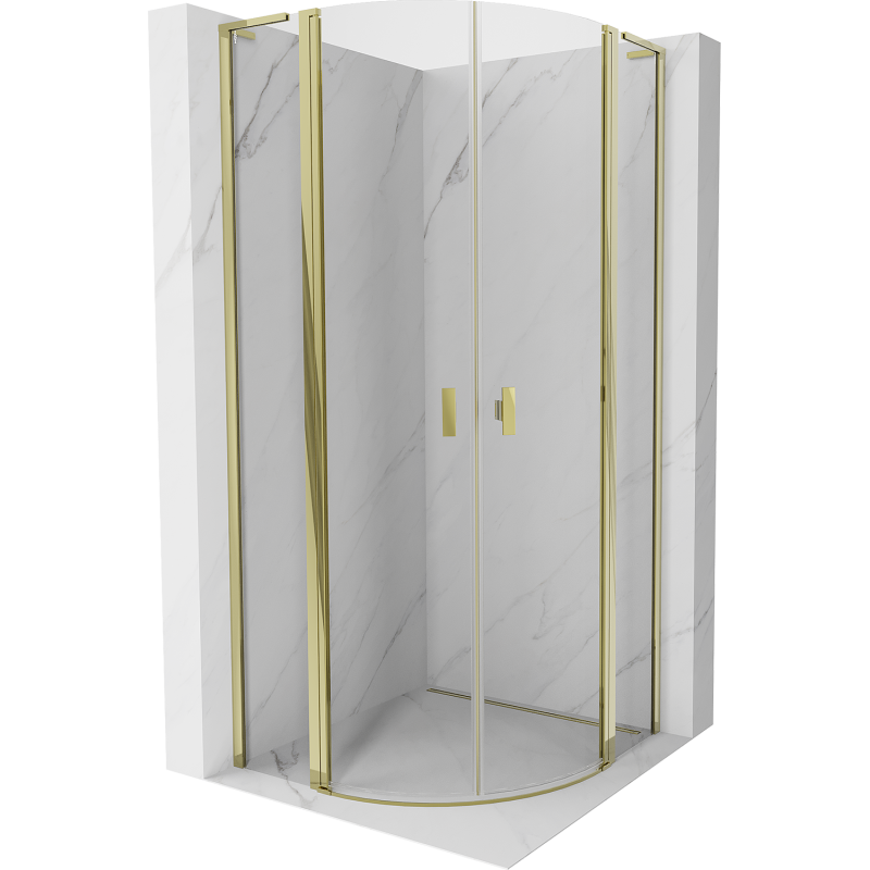 Mexen Mist L Halbrunde Duschkabine klappbar 80 x 80 cm, transparent, gold - 8A32L-080-080-50-00