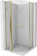Mexen Mist L cabina doccia semicircolare a battente 90 x 90 cm, trasparente, oro - 8A32L-090-090-50-00