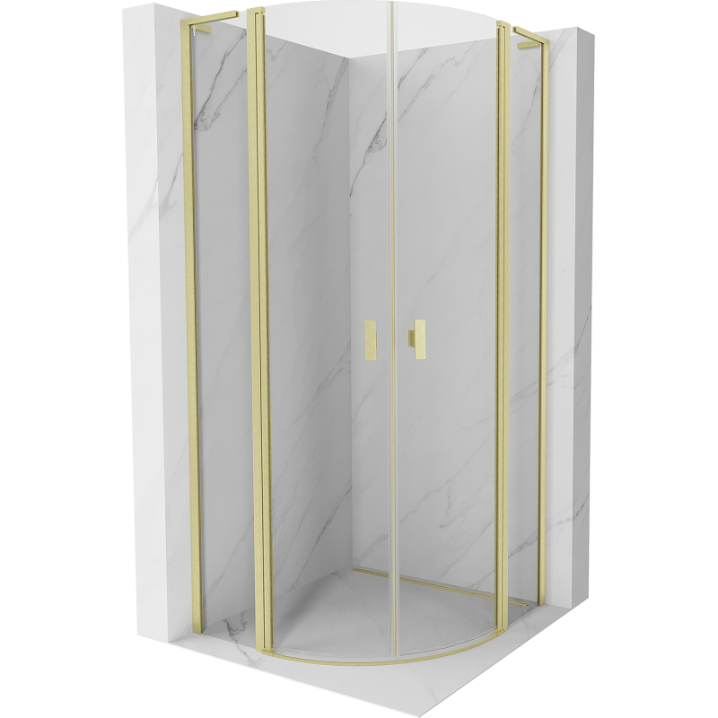 Mexen Mist L semi-circular hinged shower cabin 90 x 90 cm, transparent, brushed gold - 8A32L-090-090-55-00