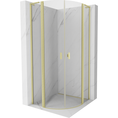 Mexen Mist L semi-circular hinged shower cabin 90 x 90 cm, transparent, brushed gold - 8A32L-090-090-55-00