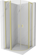 Mexen Mist L gebogen douchecabine scharnierend 90 x 90 cm, transparant, goud geborsteld - 8A32L-090-090-55-00