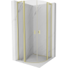 Mexen Mist L halbrunde Duschkabine, schwenkbar, 100 x 100 cm, transparent, gebürstetes Gold - 8A32L-100-100-55-00