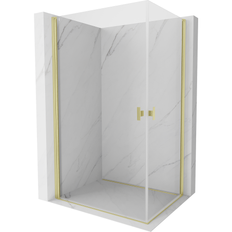 Mexen Mist-B Duo cabine de douche battante 85 x 80 cm, transparent, or brossé - 8A2-085-080-55-00