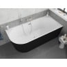 Mexen Silo freistehende Eckbadewanne rechts geriffelt 170 x 80 cm, weiß/schwarz, Überlauf gebürstetes Nickel - 52891708075P-97