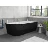 Mexen Silo freistehende Eckbadewanne rechts geriffelt 170 x 80 cm, weiß/schwarz, Überlauf gebürstetes Nickel - 52891708075P-97