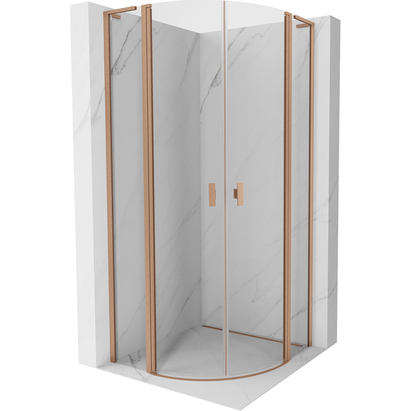 Mexen Mist L Duschkabine halbrund Schwingtür 90 x 90 cm, transparent, gebürstetes Kupfer - 8A32L-090-090-65-00