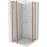 Mexen Mist L Duschkabine halbrund Schwingtür 90 x 90 cm, transparent, gebürstetes Kupfer - 8A32L-090-090-65-00