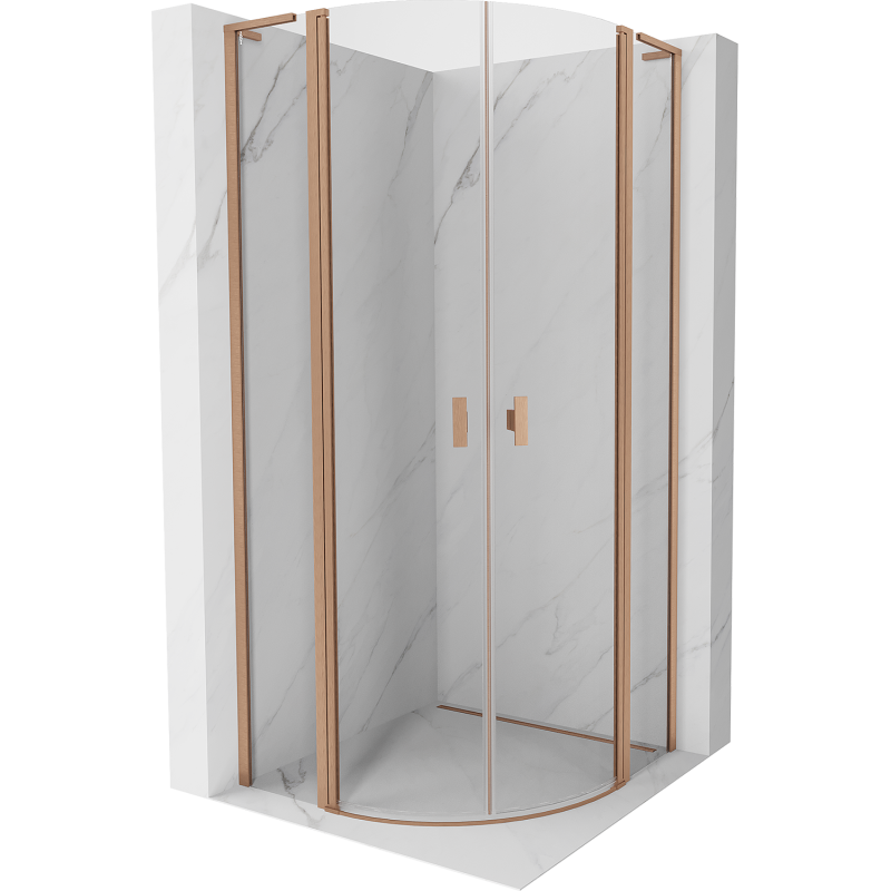 Mexen Mist L Duschkabine halbrund schwenkbar 100 x 100 cm, transparent, gebürstetes Kupfer - 8A32L-100-100-65-00