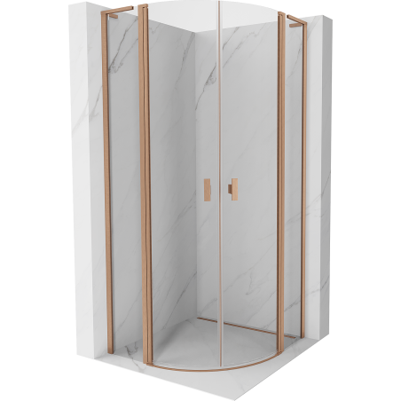Mexen Mist L Duschkabine halbrund schwenkbar 100 x 100 cm, transparent, gebürstetes Kupfer - 8A32L-100-100-65-00