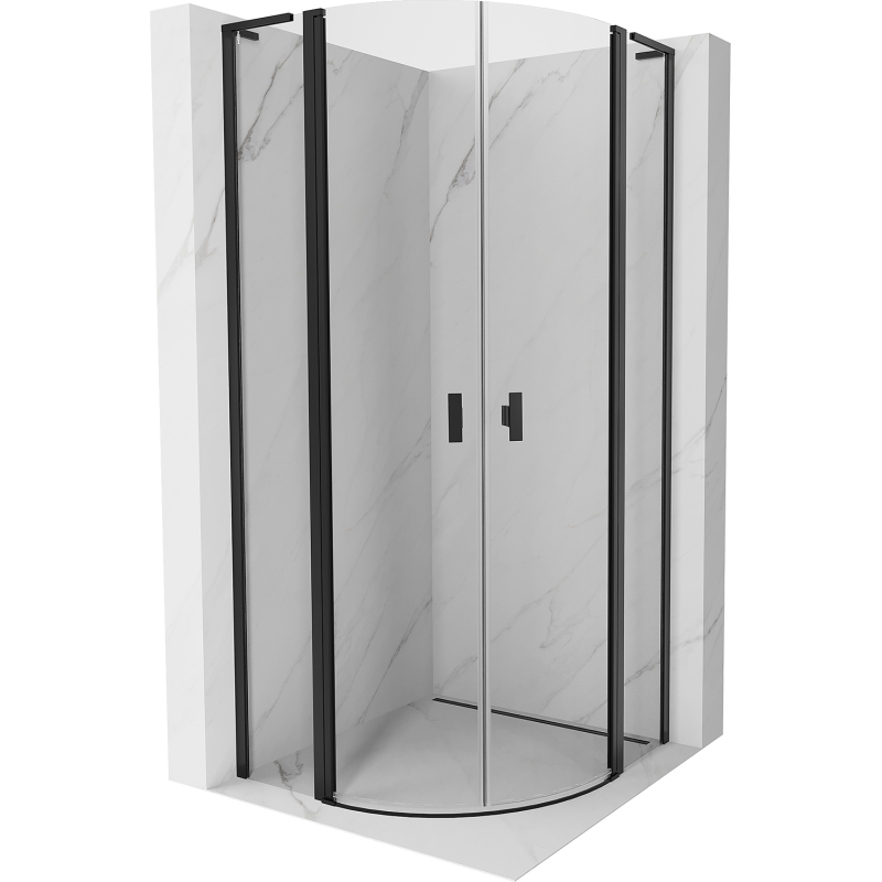 Mexen Mist L Duschkabine halbkreisförmig Schwingtür 80 x 80 cm, transparent, schwarz - 8A32L-080-080-70-00