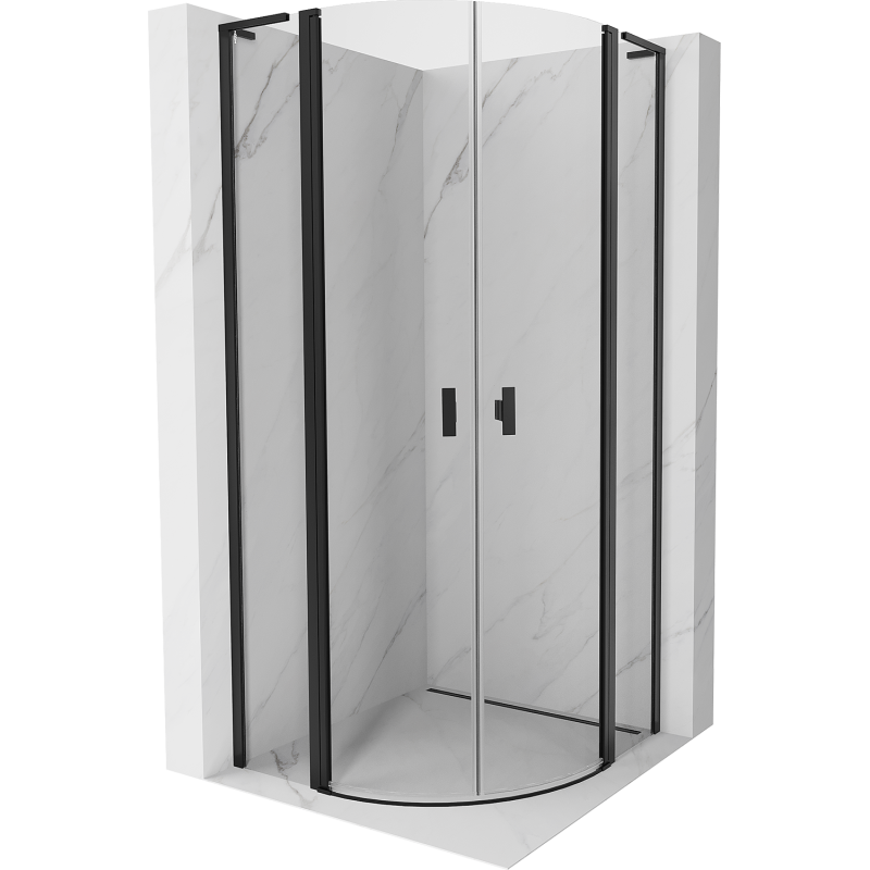 Mexen Mist L halvcirkelformad duschkabin med svängdörr 80 x 80 cm, transparent, svart - 8A32L-080-080-70-00
