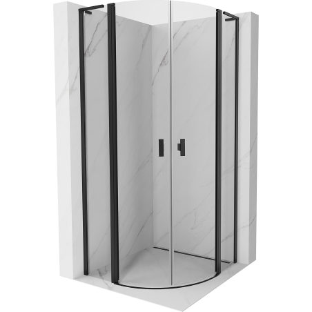 Mexen Mist L Duschkabine halbkreisförmig Schwingtür 80 x 80 cm, transparent, schwarz - 8A32L-080-080-70-00