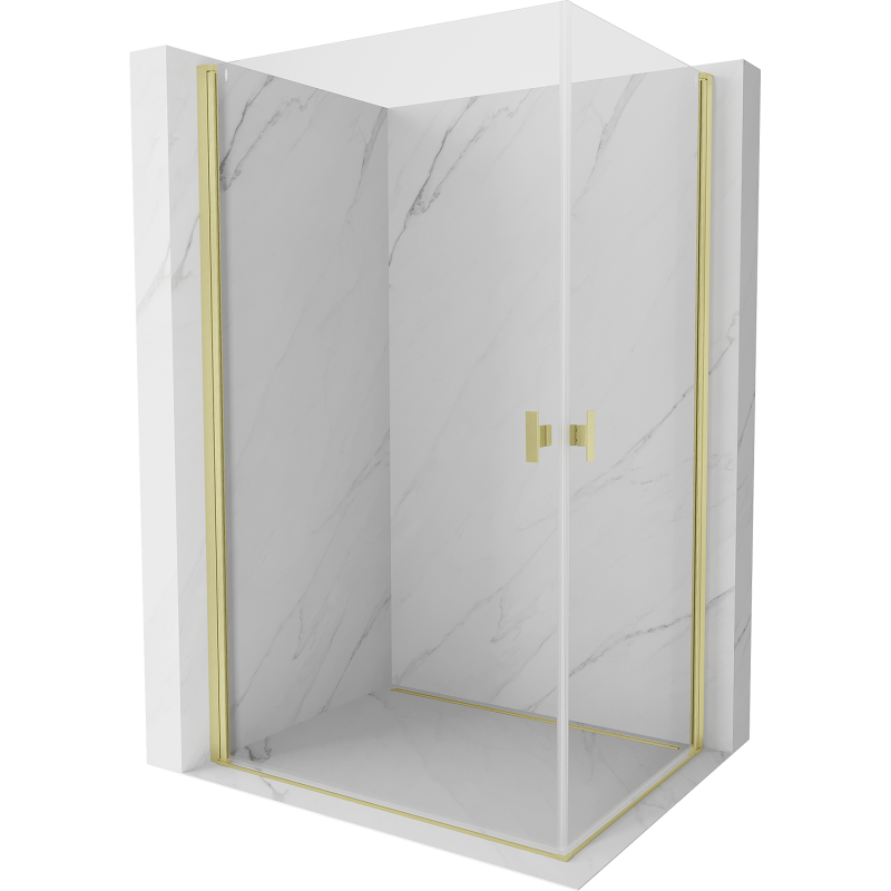 Mexen Mist-B Duo draaideur douchecabine 100 x 80 cm, transparant, goud geborsteld - 8A2-100-080-55-00