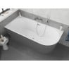 Mexen Silo freestanding corner bath left fluted 150 x 75 cm, white/grey, chrome overflow - 52891507562L-01